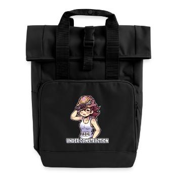 Under Construction - 404 - Roll Top Backpack with Two Handles - black - Front
