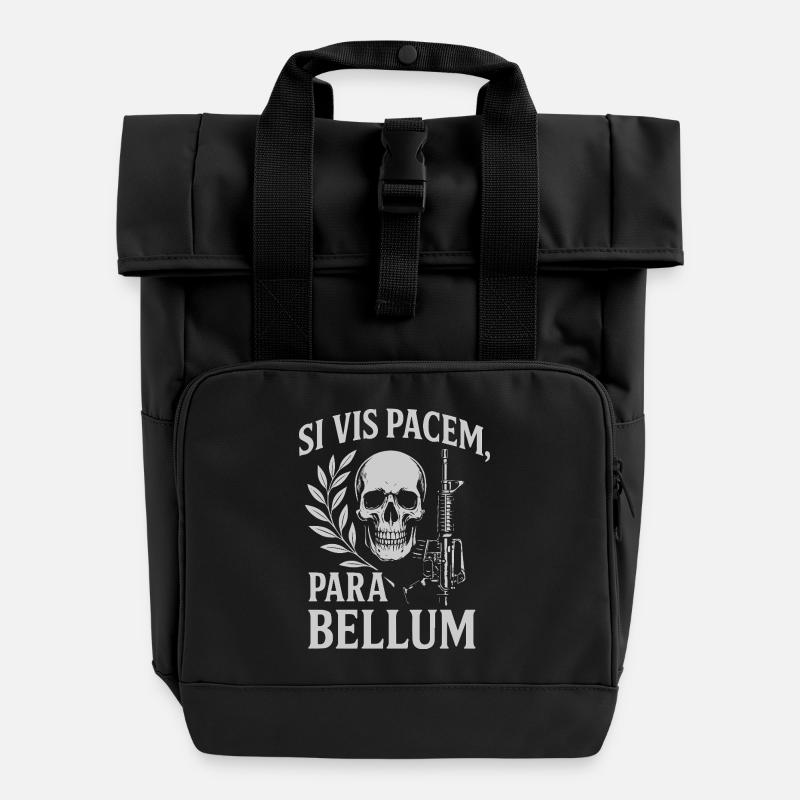 Citation latine sur la préparation à la guerre - Sac à dos Roll Top à deux anses - noir