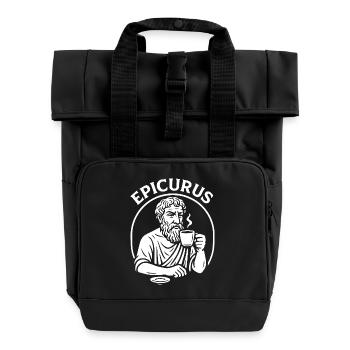 Epikur Kaffeetasse Philosophie T-Shirt - Rolltop Rucksack mit zwei Griffen - Schwarz - Vorne
