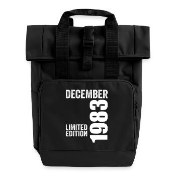 Retro Geburtstagsgeschenk - Dezember 1983 - Rolltop Rucksack mit zwei Griffen - Schwarz - Vorne