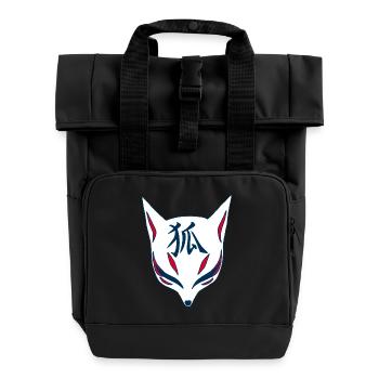 Japanese Fox manga - Roll Top Backpack with Two Handles - black - Front