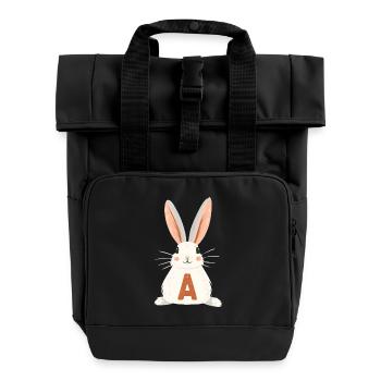 A -Lettre - Lapin - Personnalisable - Sac à dos Roll Top à deux anses - noir - Devant