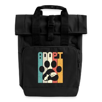Adopt Cat - Roll Top Backpack with Two Handles - black - Front