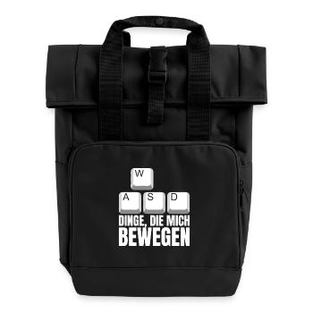 Dinge Die Mich Bewegen WASD PC Gamer - Rolltop Rucksack mit zwei Griffen - Schwarz - Vorne
