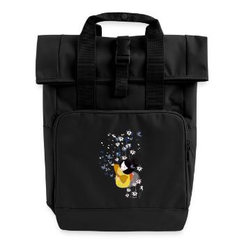 Kokeshi qui joue avec des papillons - Sac à dos Roll Top à deux anses - noir - Devant