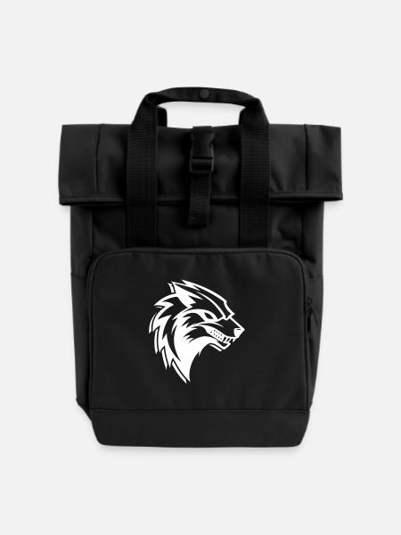 Wolf Logo - Rolltop Rucksack mit zwei Griffen - Schwarz