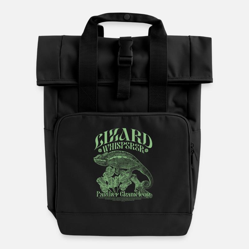 Pantherchamäleon Chamäleon Echsenflüsterer - Rolltop Rucksack mit zwei Griffen - Schwarz