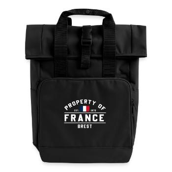 French Ownership Brest Logo - Roll Top Backpack with Two Handles - black - Front