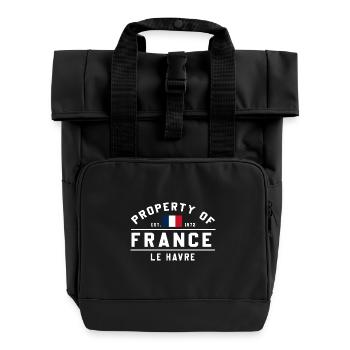 From France Le Havre Brand - Roll Top Backpack with Two Handles - black - Front
