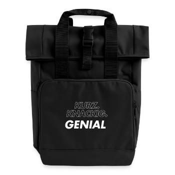 Kurz Knackig Genial  - Rolltop Rucksack mit zwei Griffen - Schwarz - Vorne