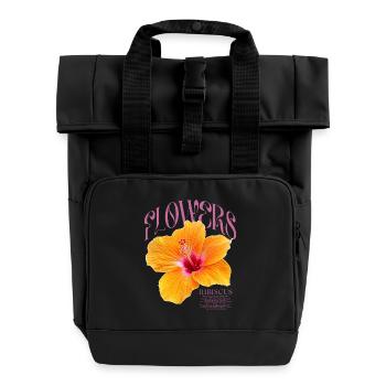 Hibiskus Hibiskusblüte Blume Blumen - Rolltop Rucksack mit zwei Griffen - Schwarz - Vorne