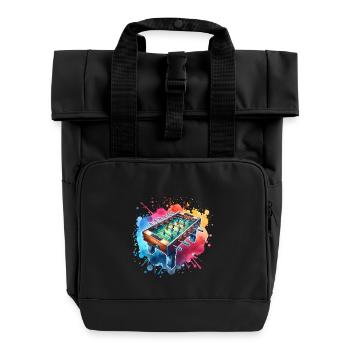 Tischkicker Tischfußball - Rolltop Rucksack mit zwei Griffen - Schwarz - Vorne