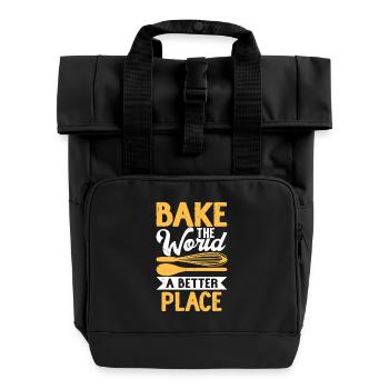 Bake - Roll Top Backpack with Two Handles - black - Front