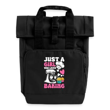 Backen Bäcker Bäckerei - Rolltop Rucksack mit zwei Griffen - Schwarz - Vorne