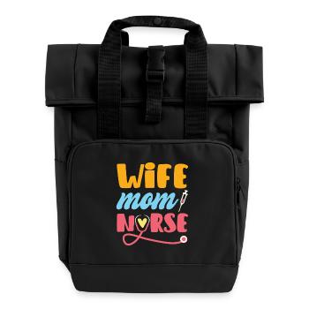 Wife Mom Nurse - Rolltop Rucksack mit zwei Griffen - Schwarz - Vorne