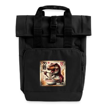 Ramen T Rex Dinosaure Grunge Poster Style - Sac à dos Roll Top à deux anses - noir - Devant