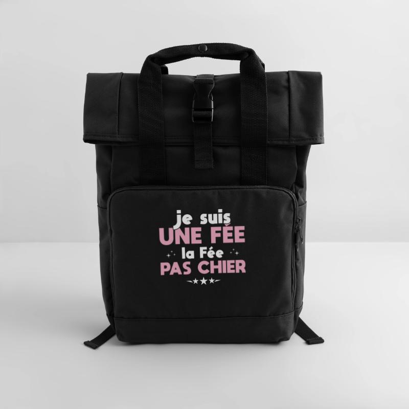 Ich bin eine Fee, die Fee, nicht Scheiße Rolltop Rucksack mit zwei Griffen