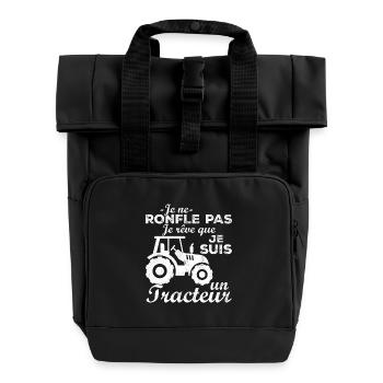 Je ne ronfle pas je rêve que je suis un tracteur - Sac à dos Roll Top à deux anses - noir - Devant