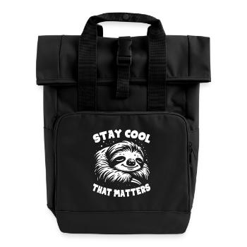 Faultier cool bleiben das ist wichtig - Rolltop Rucksack mit zwei Griffen - Schwarz - Vorne