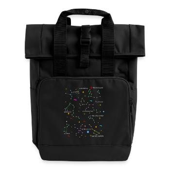 constellations - Roll Top Backpack with Two Handles - black - Front