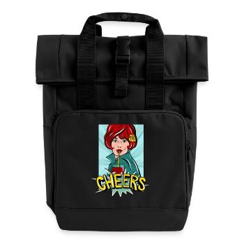 Cheers Popart - Rolltop Rucksack mit zwei Griffen - Schwarz - Vorne