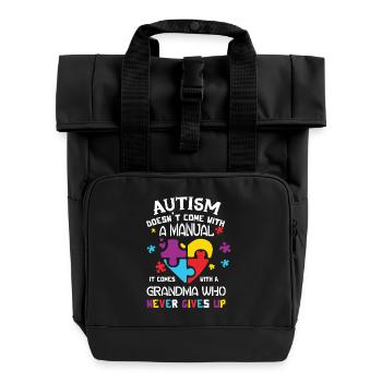 Autismus-Bewusstseins-T-Shirt für Großmutter - Rolltop Rucksack mit zwei Griffen - Schwarz - Vorne