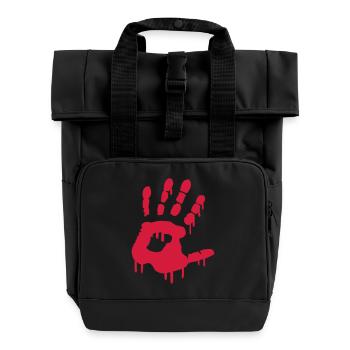 bloody_hand_f1 - Roll Top Backpack with Two Handles - black - Front
