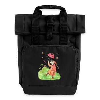 Sweets rain Masch fairy tale - Roll Top Backpack with Two Handles - black - Front