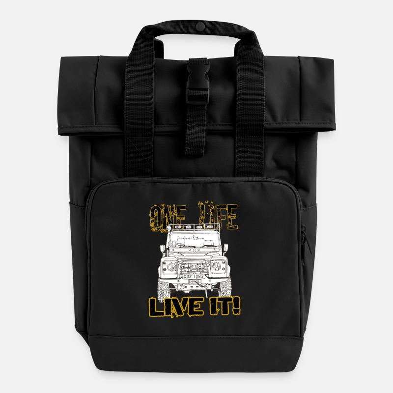 Defender one life live it - Roll Top Backpack with Two Handles - black