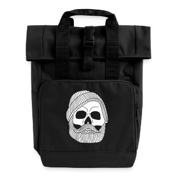 Skull of a white fisherman - Roll Top Backpack with Two Handles - black - Front
