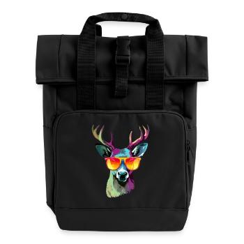 Jack le cerf à lunettes - Sac à dos Roll Top à deux anses - noir - Devant