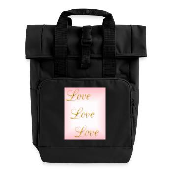 Liebe - Selbstliebe - wahre Liebe - Rolltop Rucksack mit zwei Griffen - Schwarz - Vorne
