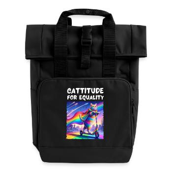 Gay pride. Cattitude for equality - Roll Top Backpack with Two Handles - black - Front