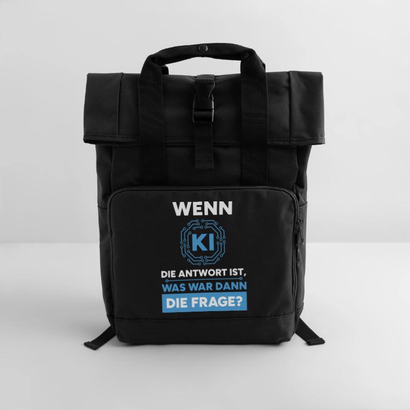 Artificial Intelligence Question Answer Saying Roll Top Backpack with Two Handles