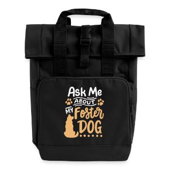 Pflegehund Herrchen Frauchen - Rolltop Rucksack mit zwei Griffen - Schwarz - Vorne