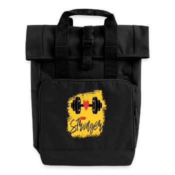 stronger, GYM, fitness - Roll Top Backpack with Two Handles - black - Front