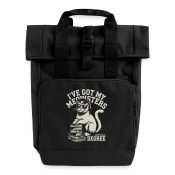 Funny cat design for students - Roll Top Backpack with Two Handles - black - Front