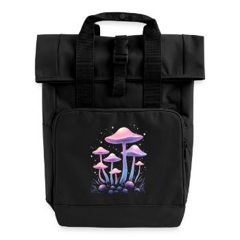 Magic Mushrooms Design - Mystic Forest - Roll Top Backpack with Two Handles - black - Front