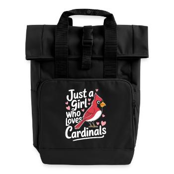 Kardinal Rotkardinal Vogel Roter Kardinal - Rolltop Rucksack mit zwei Griffen - Schwarz - Vorne