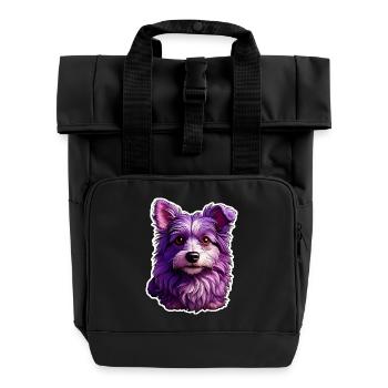Cute dog in modern design - Roll Top Backpack with Two Handles - black - Front