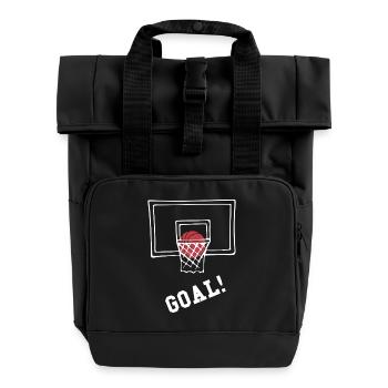 Basketball Goal - Roll Top Backpack with Two Handles - black - Front