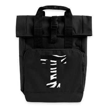 Letter t zebra - Roll Top Backpack with Two Handles - black - Front