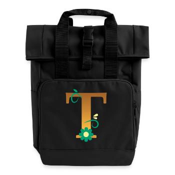 T - Roll Top Backpack with Two Handles - black - Front