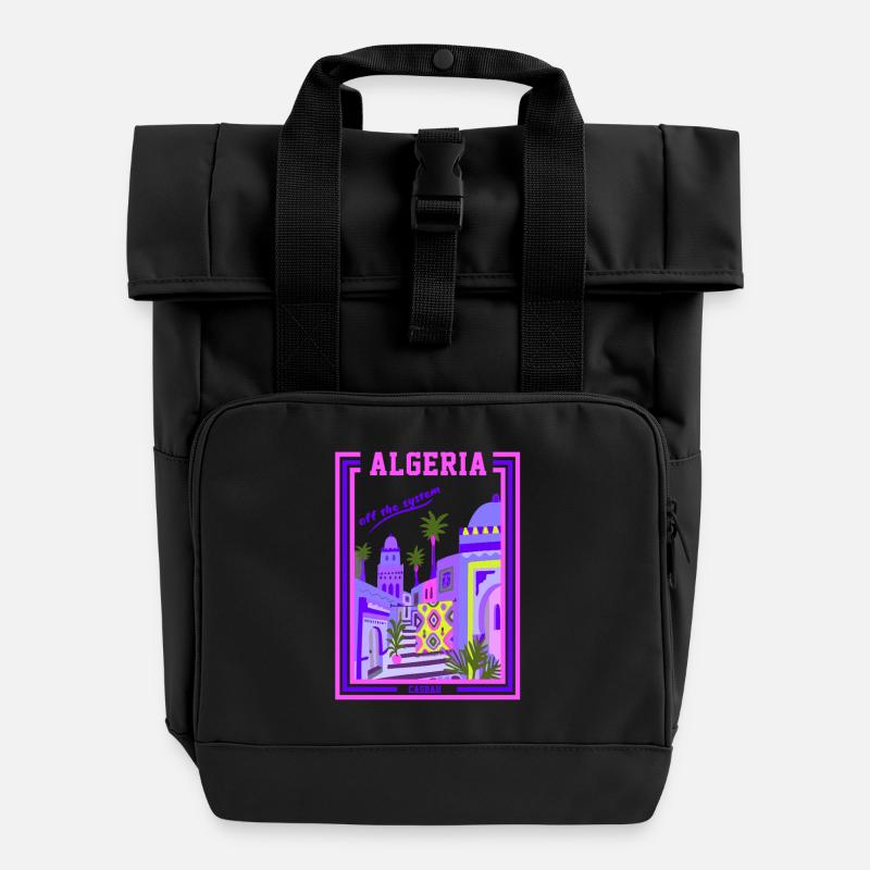 Algeria Kasbah - Roll Top Backpack with Two Handles - black