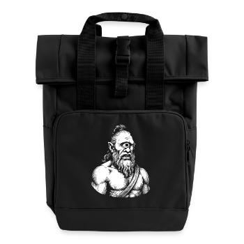 Mythical Cyclops Warrior Illustration - Roll Top Backpack with Two Handles - black - Front