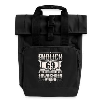 69. Geburtstag - Rolltop Rucksack mit zwei Griffen - Schwarz - Vorne