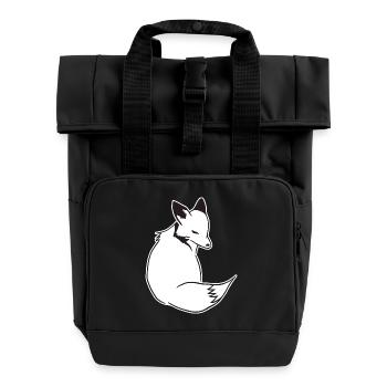 Fuchs Comic: Schlau, Foxy & Manga Style - Rolltop Rucksack mit zwei Griffen - Schwarz - Vorne