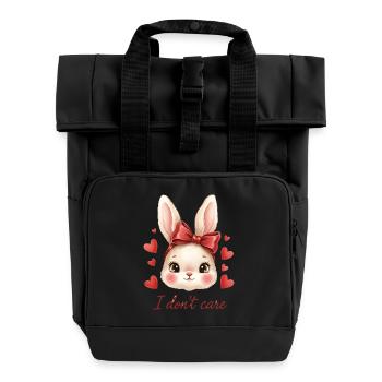 Lapin Kawaii avec cœurs à arc rouge - Sac à dos Roll Top à deux anses - noir - Devant