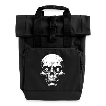 Psycho Schädelgrafik - Rolltop Rucksack mit zwei Griffen - Schwarz - Vorne