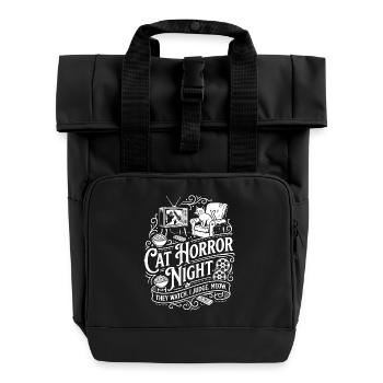 Cat Horror Night - Roll Top Backpack with Two Handles - black - Front